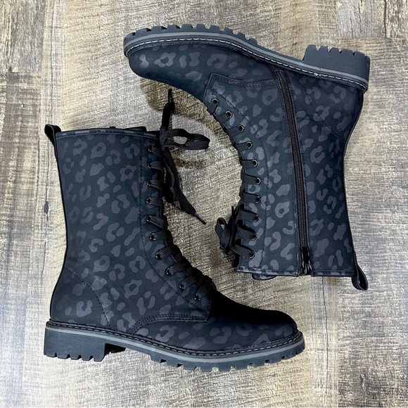 Corkys Shoes Corkys Fomo Black Leopard Print Moto Combat Boots Animal Print Cheetah Poshmark